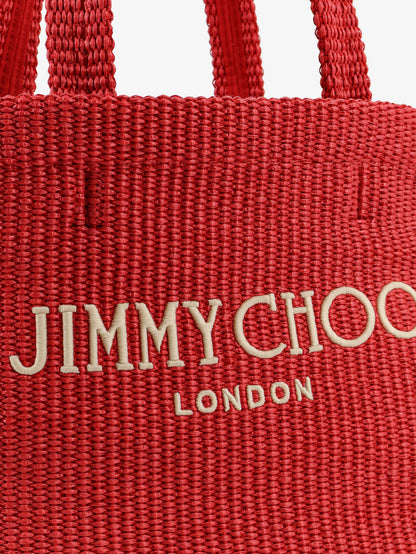 Raffia shopping bag with lettering logo on the front thumbnail