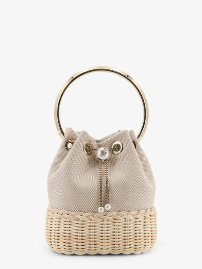 Bon Bon raffia and canvas bucket bag thumbnail