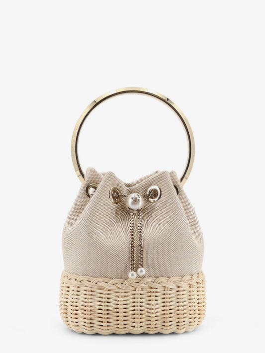 Bon Bon raffia and canvas bucket bag