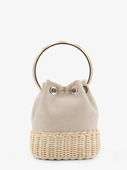 Bon Bon raffia and canvas bucket bag thumbnail