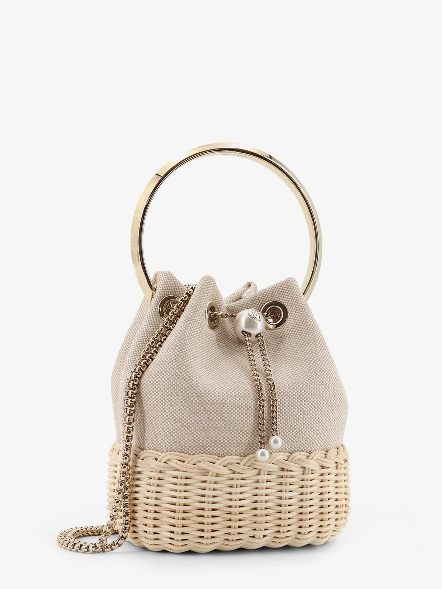 Bon Bon raffia and canvas bucket bag