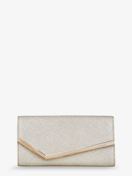 Emmie leather clutch with all-over glitter