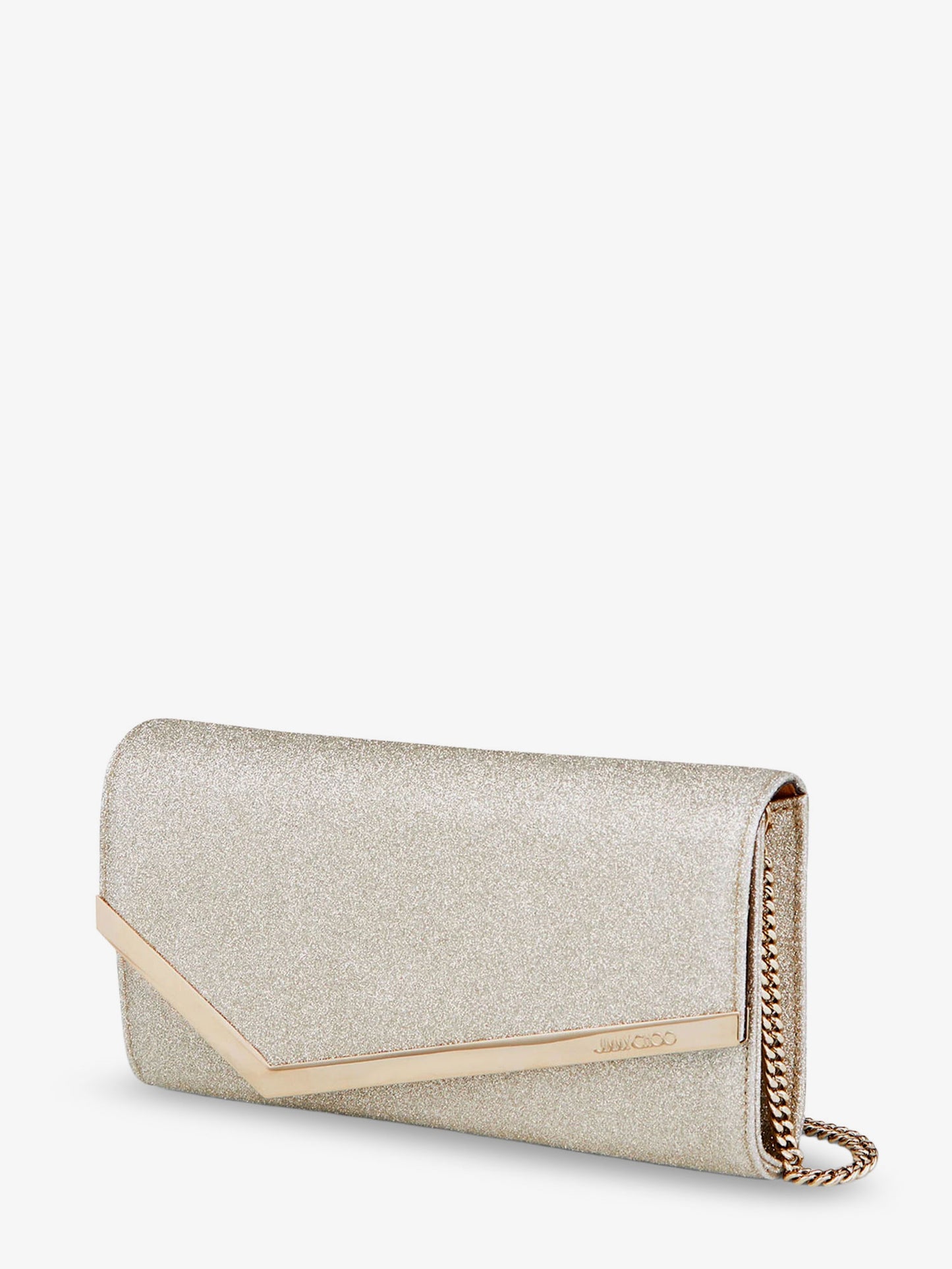 Emmie leather clutch with all-over glitter