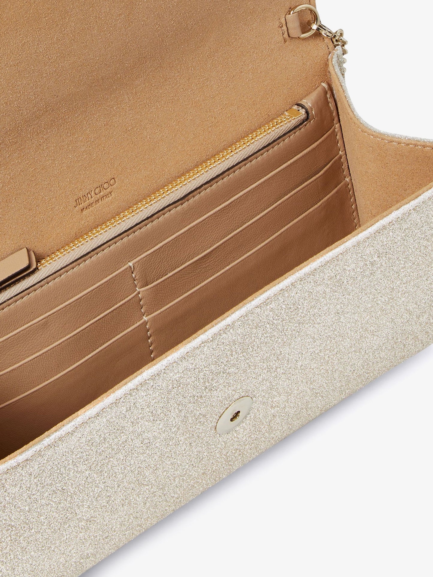 Emmie leather clutch with all-over glitter