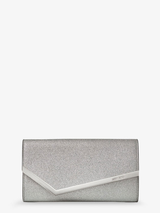 Emmie leather clutch in with glitter effect