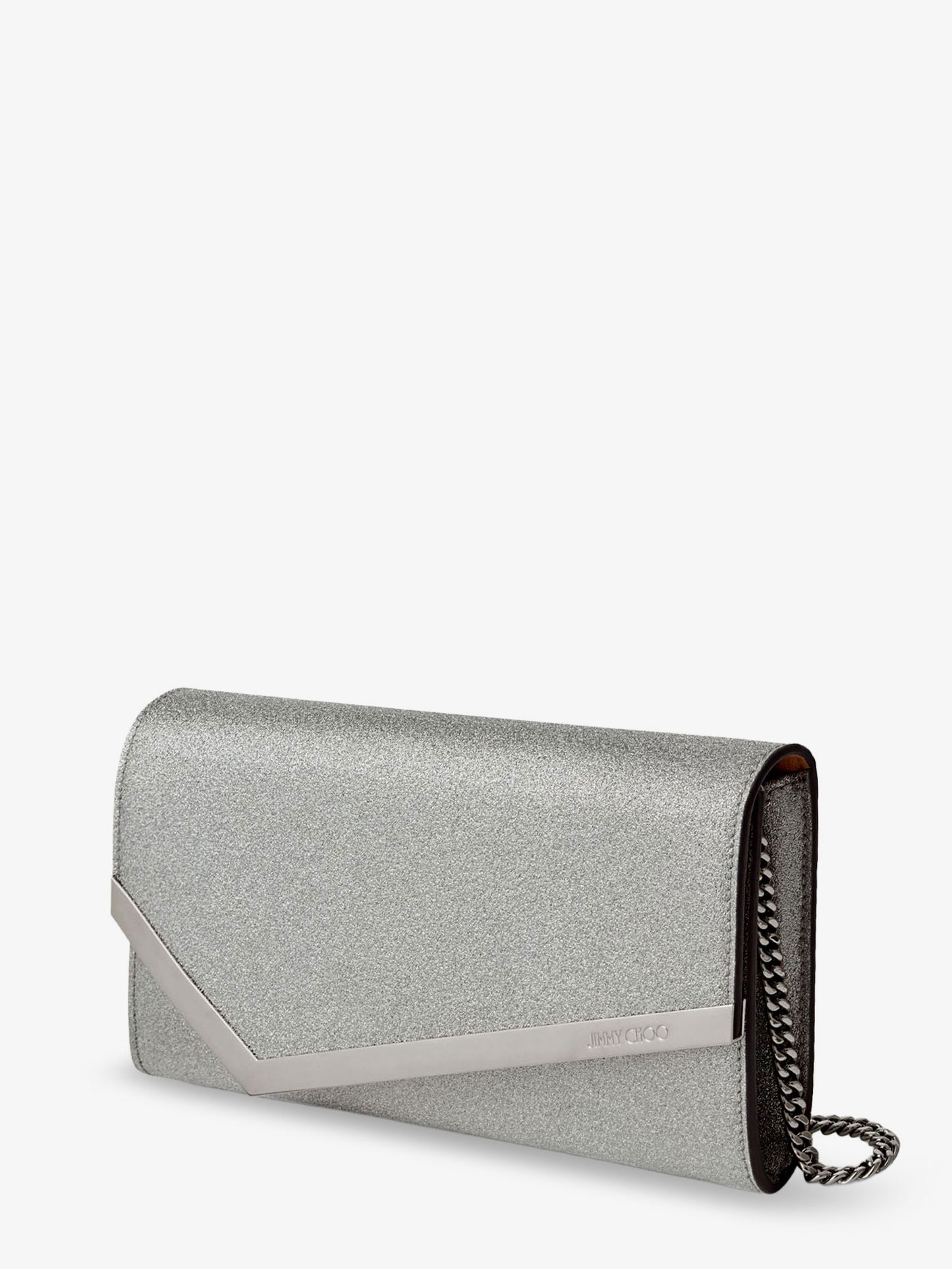 Emmie leather clutch in with glitter effect