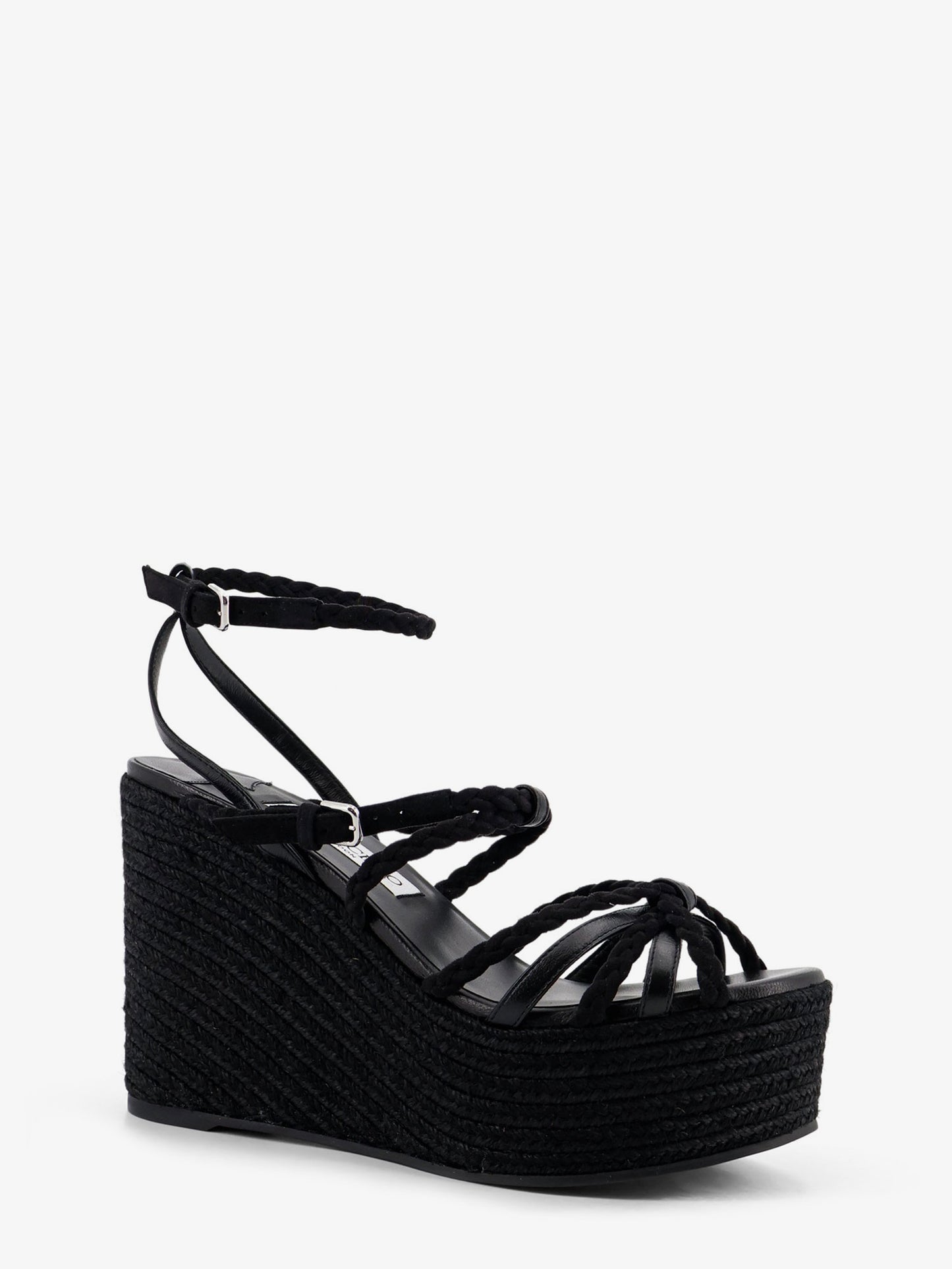 Nyra leather and raffia sandals