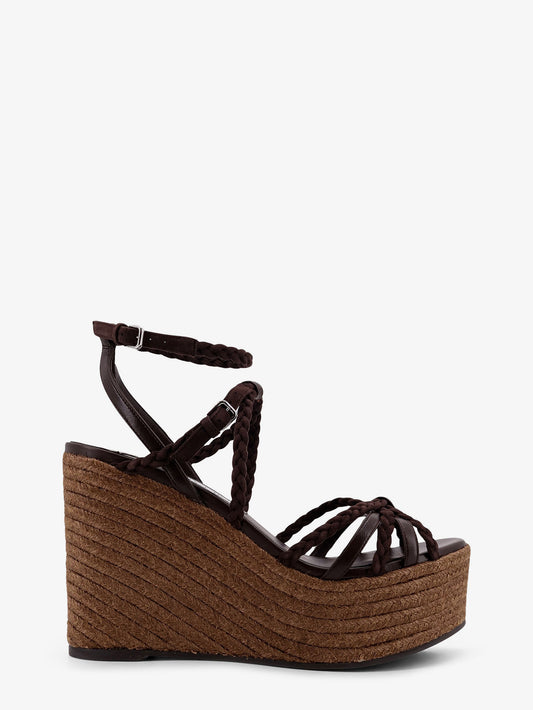 Nyra leather and raffia sandals