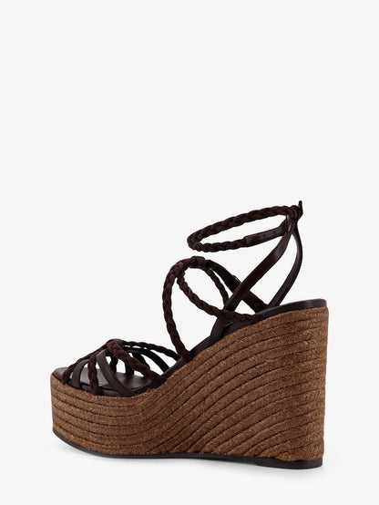 Nyra leather and raffia sandals thumbnail