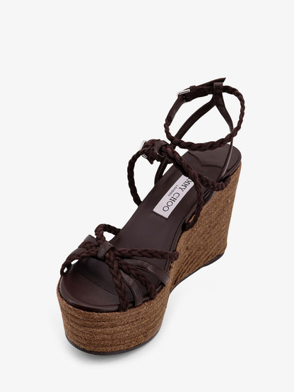 Nyra leather and raffia sandals thumbnail
