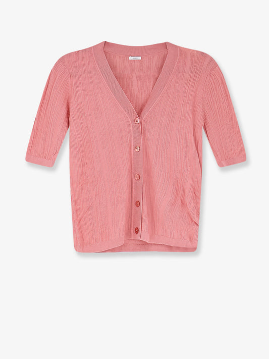 Silk and cotton cardigan with crinkled effect