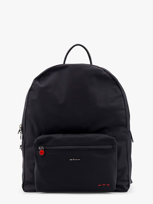 Nylon backpack with metal lettering logo