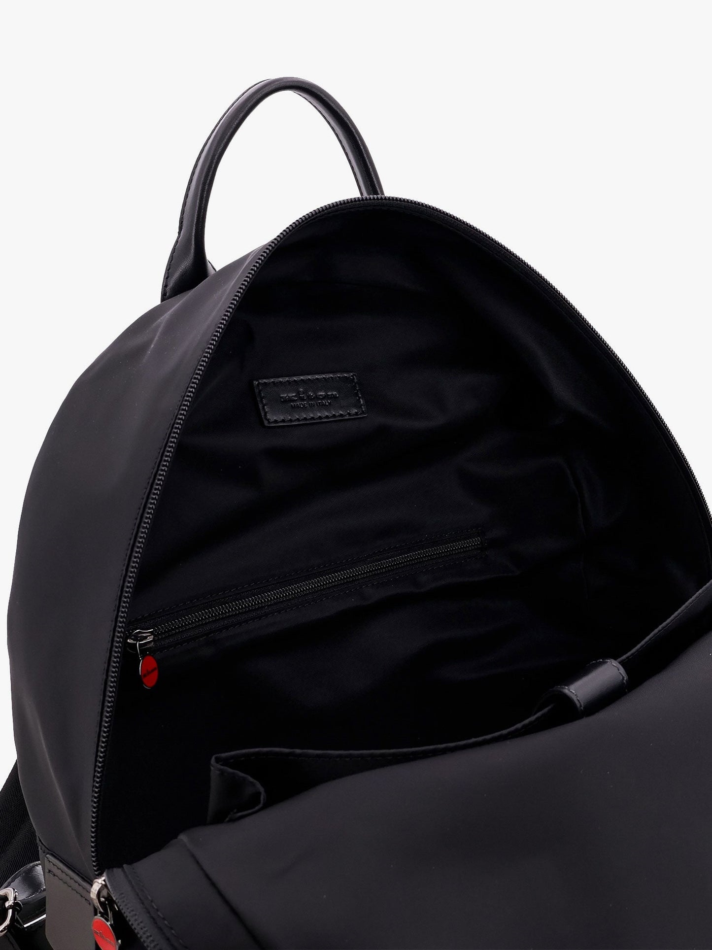 Nylon backpack with metal lettering logo
