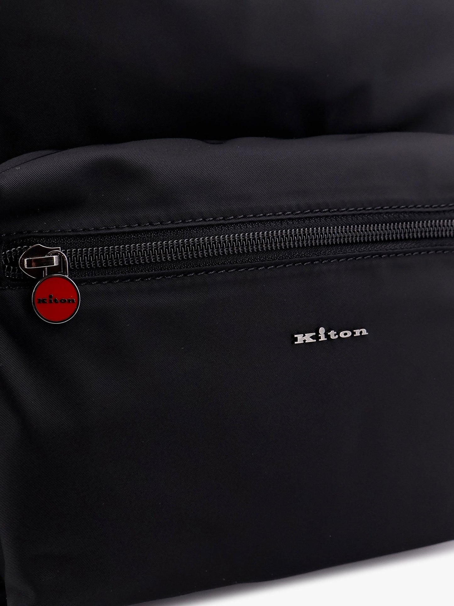 Nylon backpack with metal lettering logo
