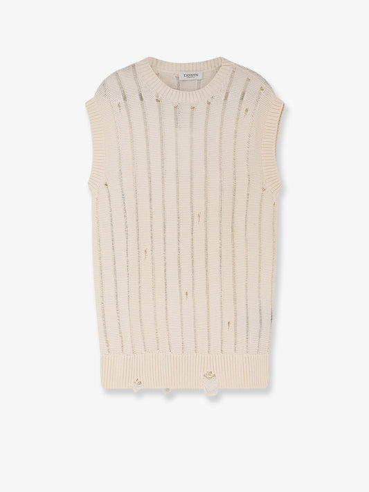 Destroyed effect cotton vest