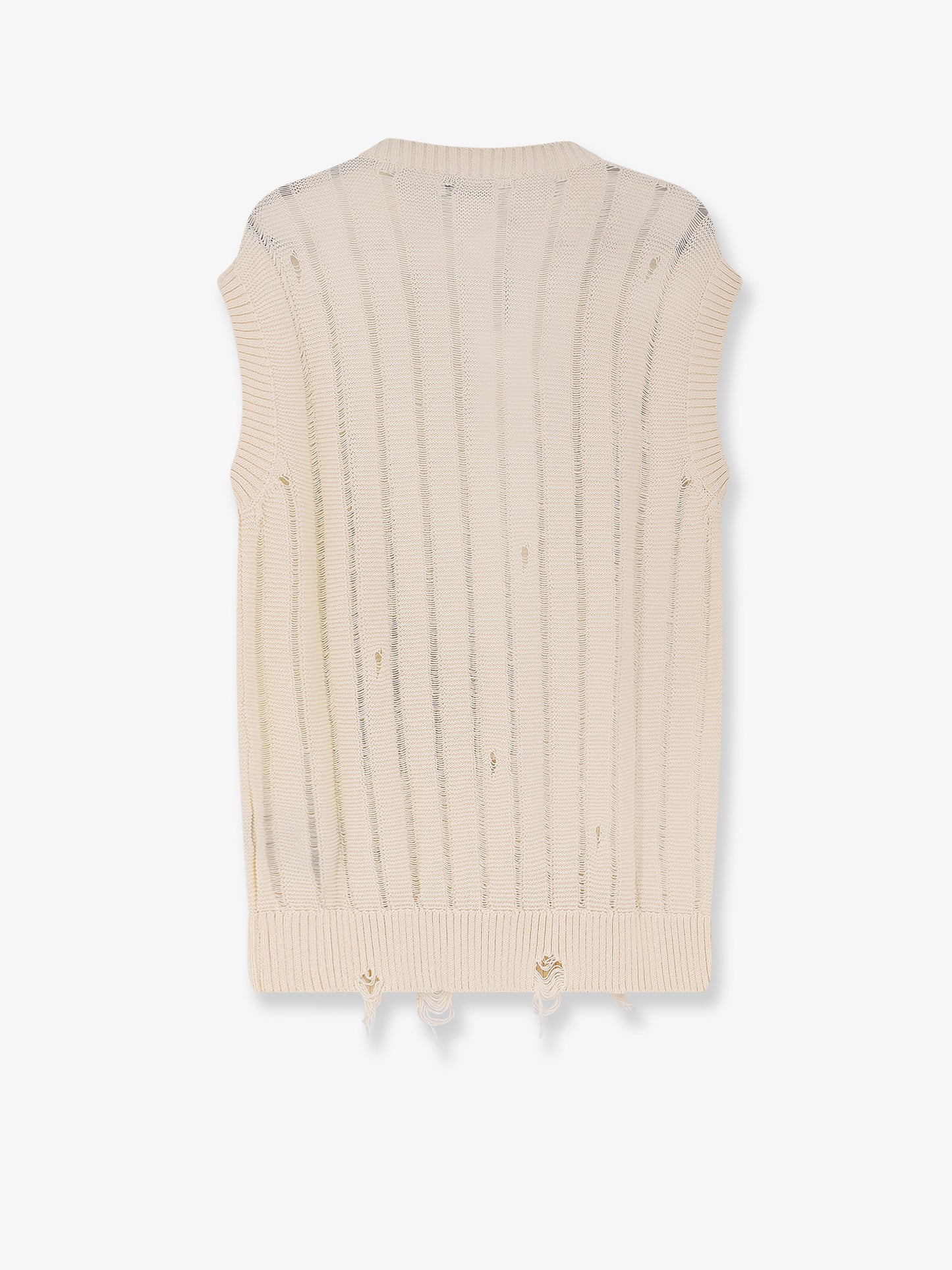 Destroyed effect cotton vest
