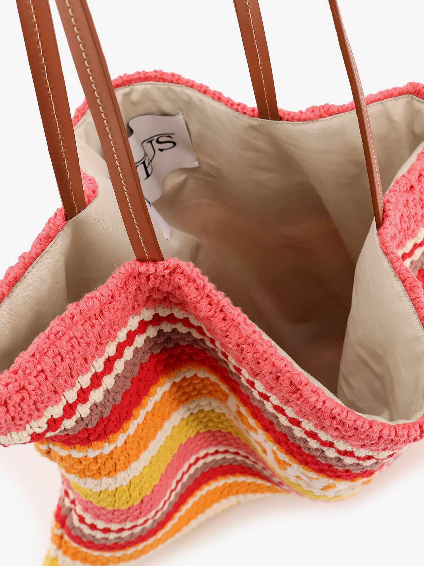 Crochet shoulder bag with embroidered front logo