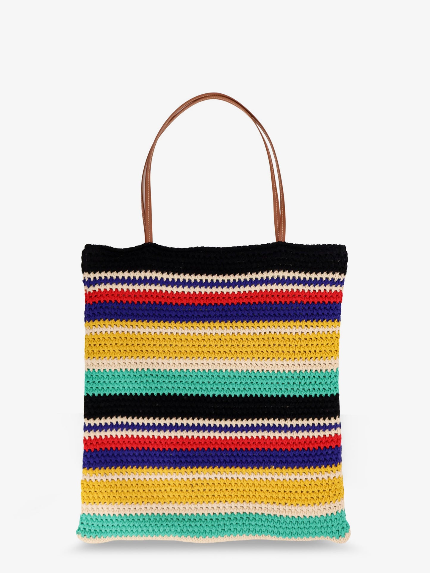 Crochet shoulder bag with embroidered logo