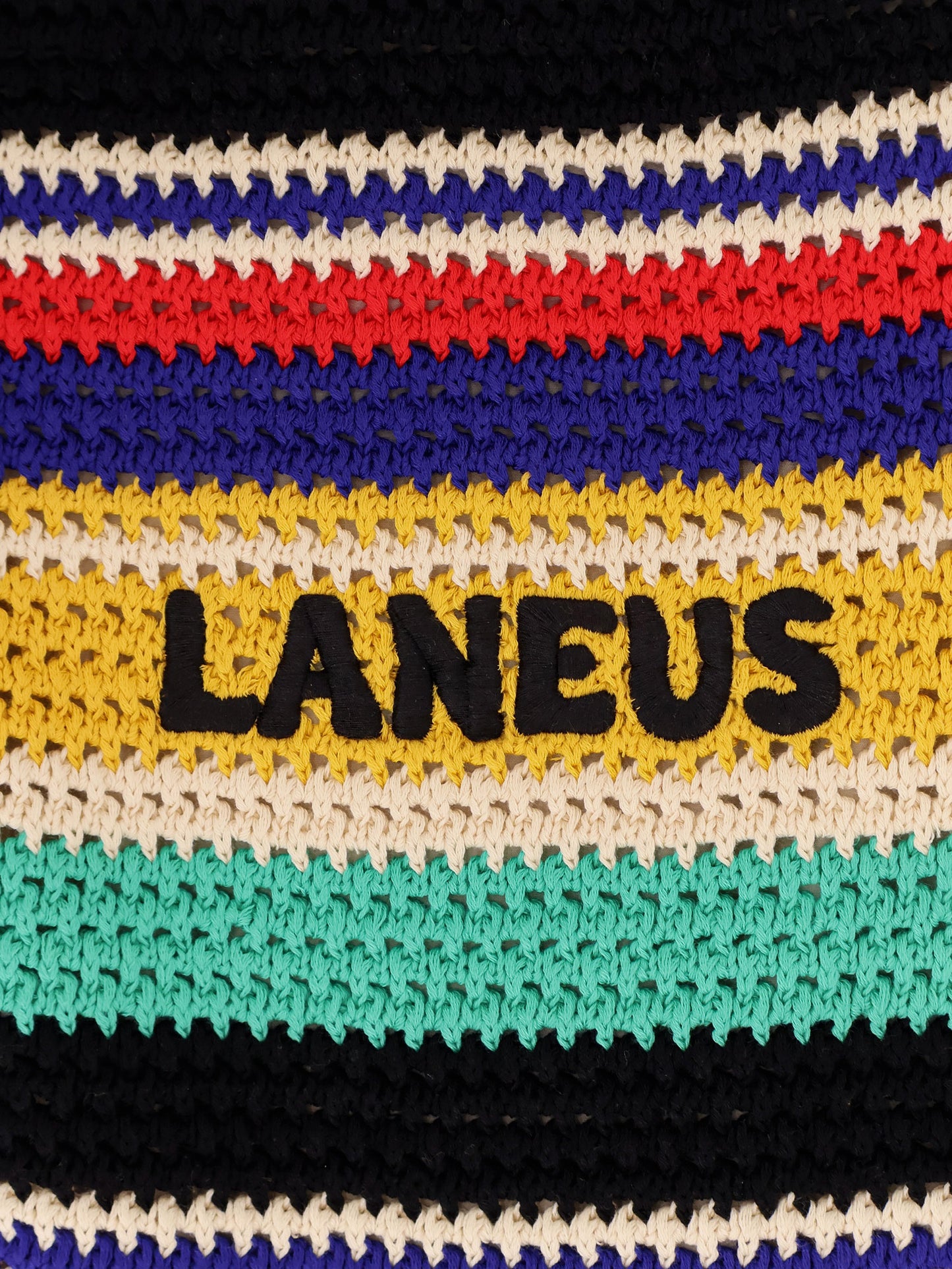 Crochet shoulder bag with embroidered logo