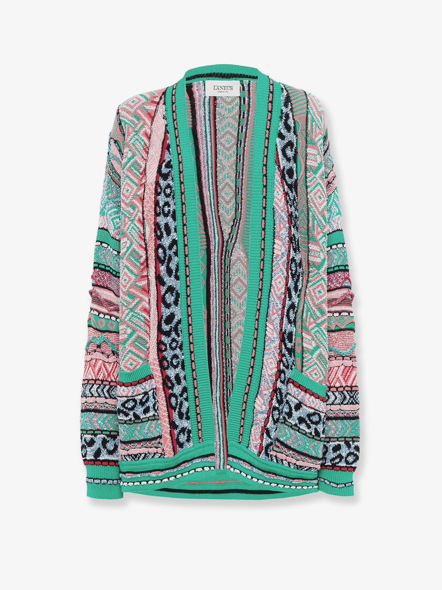 Multicolor jacquard cotton cardigan
