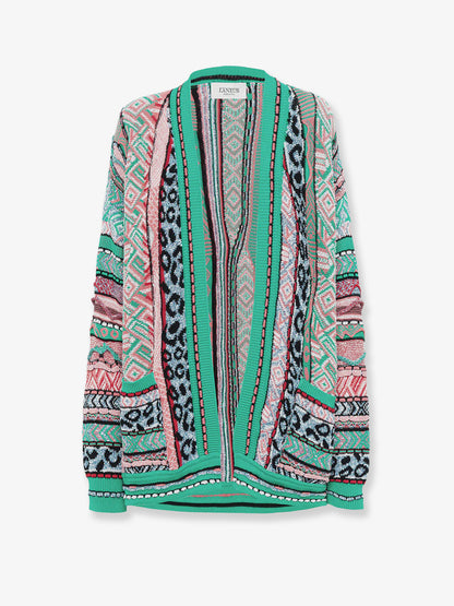 Multicolor jacquard cotton cardigan thumbnail