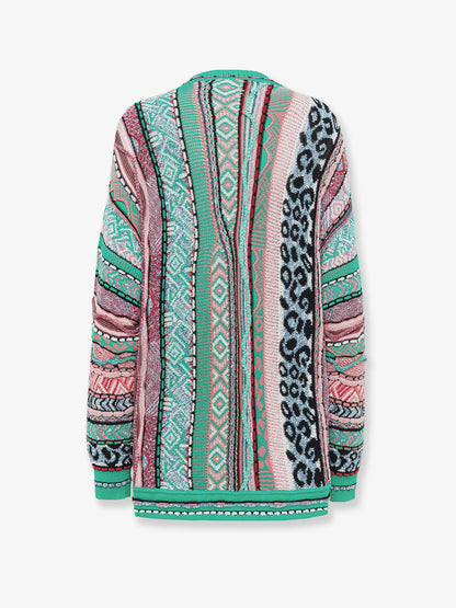 Multicolor jacquard cotton cardigan thumbnail