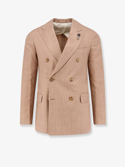 Iconic double-breasted wool, silk and linen blazer thumbnail