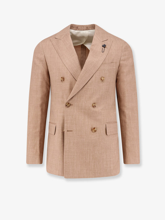 Iconic double-breasted wool, silk and linen blazer