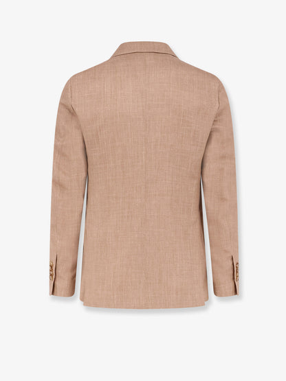 Iconic double-breasted wool, silk and linen blazer thumbnail