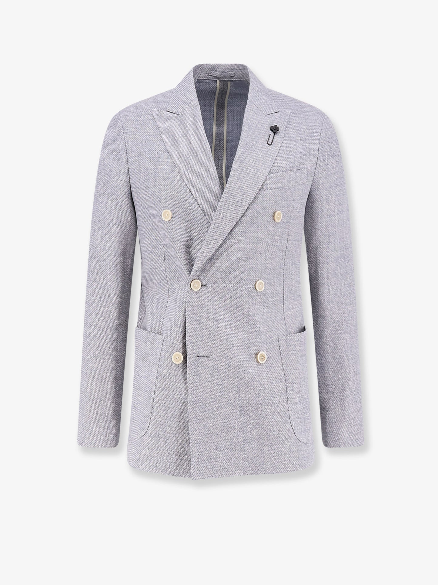 Roma double-breasted pure virgin wool and linen blazer