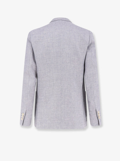 Roma double-breasted pure virgin wool and linen blazer thumbnail