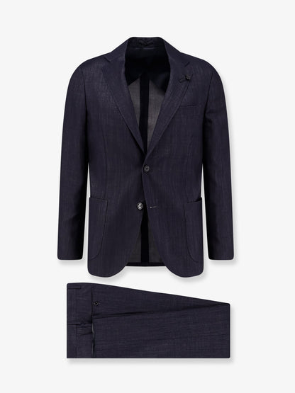 Iconic single-breasted wool and cupro suit thumbnail