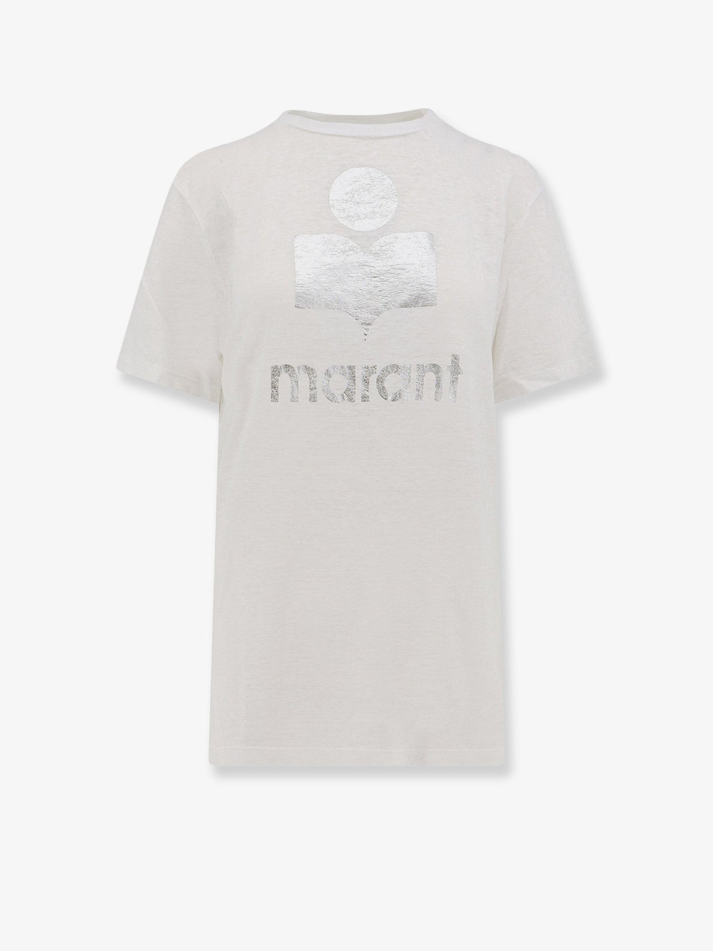 Linen t-shirt with laminated logo on the front