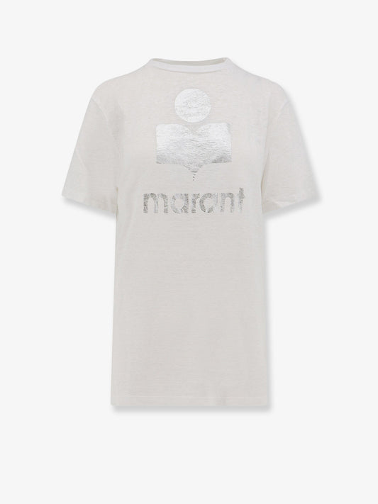 Linen t-shirt with laminated logo on the front