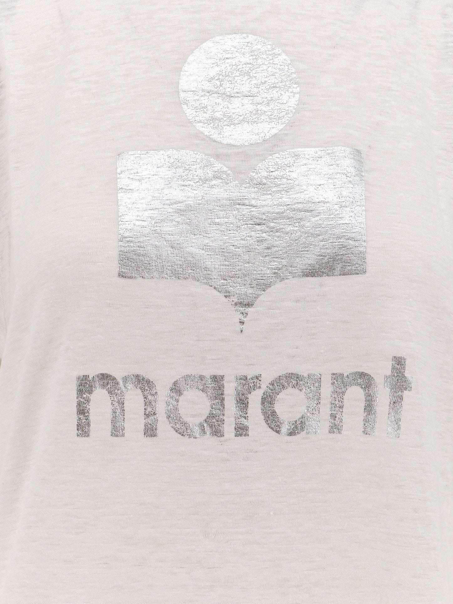 Linen t-shirt with laminated logo on the front