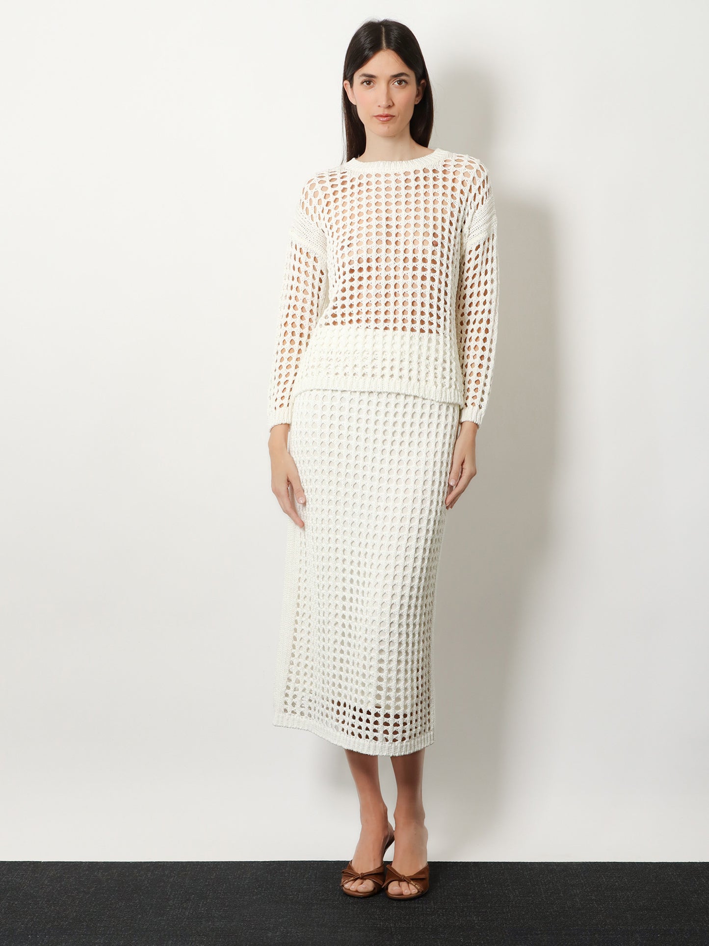 Mxpgeode perforated cotton skirt