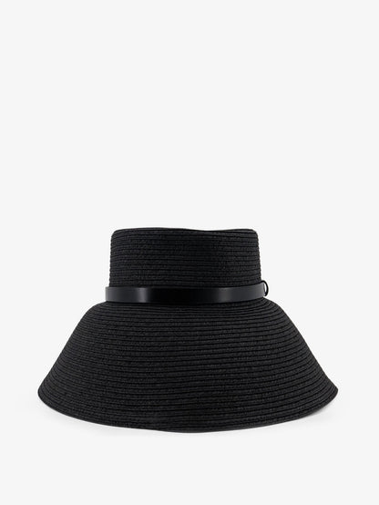 Wide-brimmed hat with metal logo on the front thumbnail