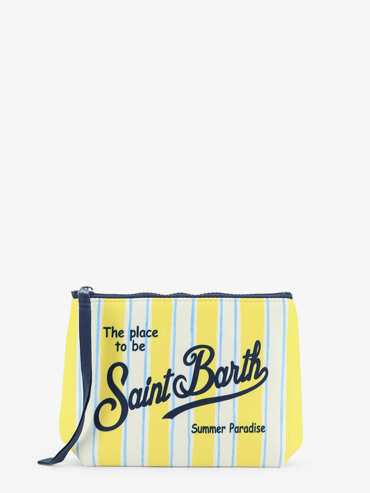 Aline scuba clutch with striped pattern