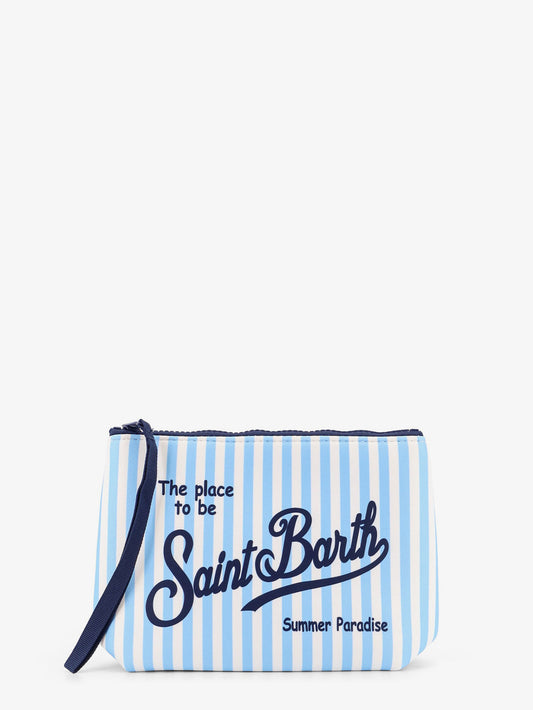 Aline scuba clutch with striped pattern