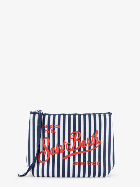 Aline scuba clutch with striped pattern