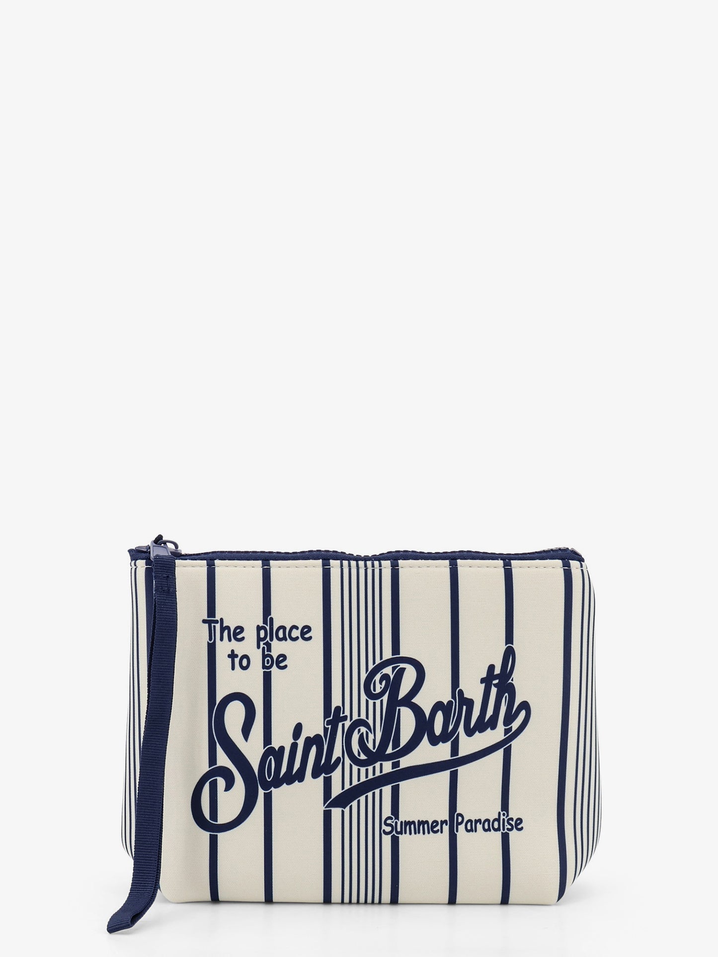 Aline scuba clutch with striped pattern