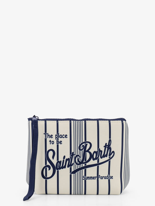 Aline scuba clutch with striped pattern