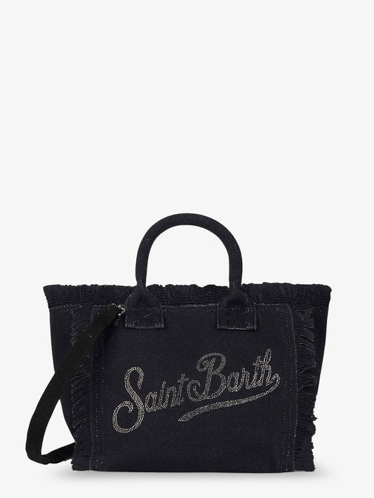 Colette canvas crossbody bag with rhinestone logo on the front