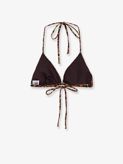 Leah nylon bikini top with animal print thumbnail