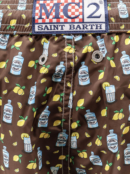 Nylon swim shorts with all-over micro pattern thumbnail