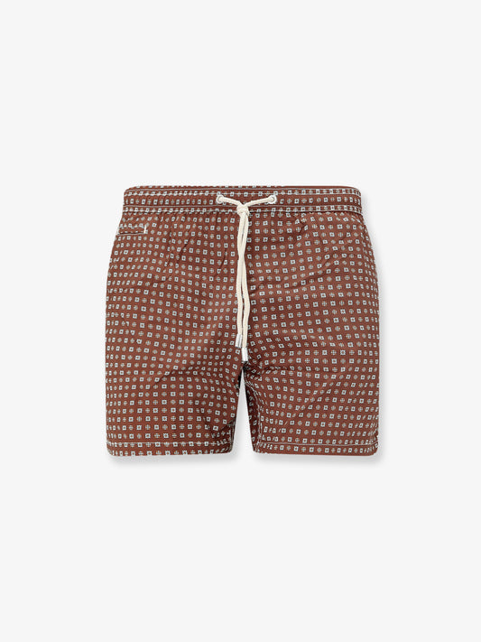 Nylon swim shorts with all-over micro pattern