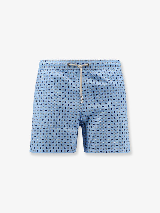 Nylon swim shorts with all-over micro-pattern