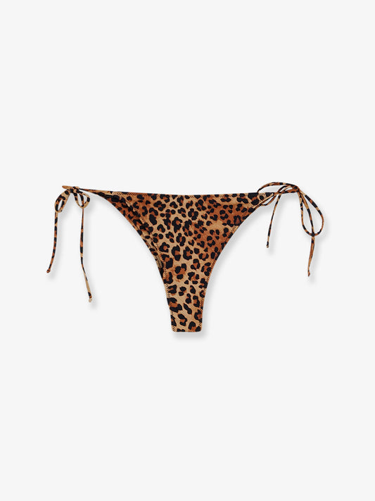 Nylon bikini bottoms with animal print