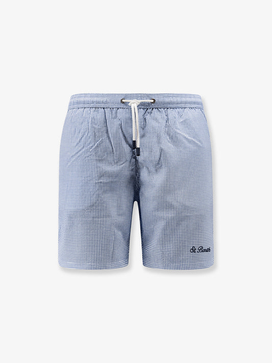 Nylon swim shorts with micro pattern