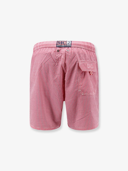 Patmos nylon swim trunks with vichy pattern thumbnail